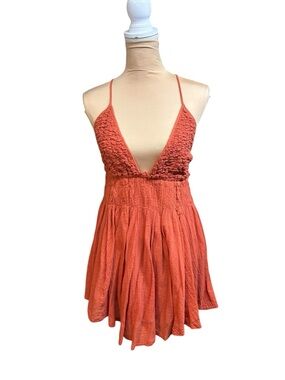 Free People Forever Favorite Mini Dress Orange Medium
